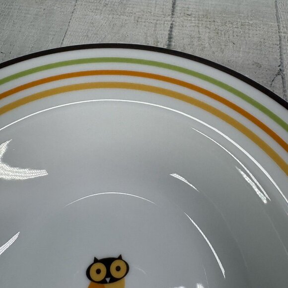Rachael Ray LITTLE HOOT Autumn Stripe Owl Bands Porcelain Rim Soup Bowl Set of 4 - Picture 15 of 16